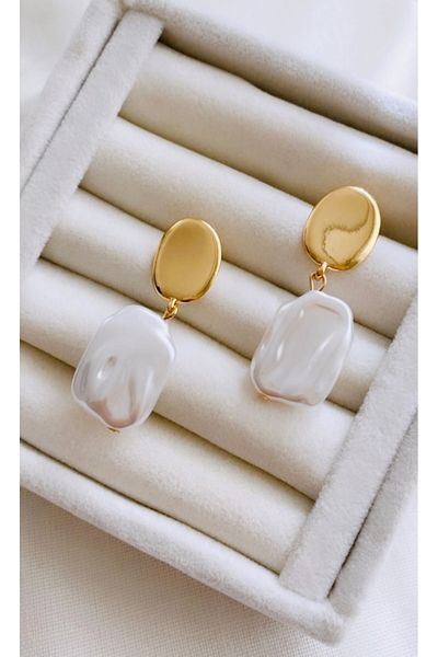 VNS Accessories Baroque Pearl Detail Earrings (4.5 cm)