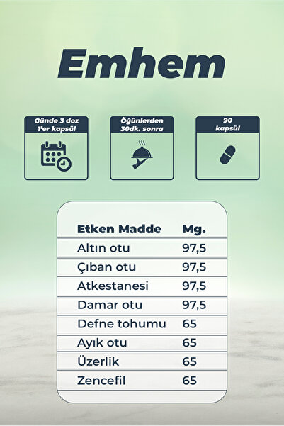 Hekimzade Emhem 90 Kapsül 650mg - Altın Otu Içeren Takviye Edici Gıda