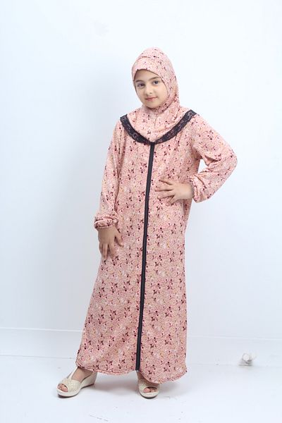 Kutay Collection Girl's Prayer Dress Floral Pattern