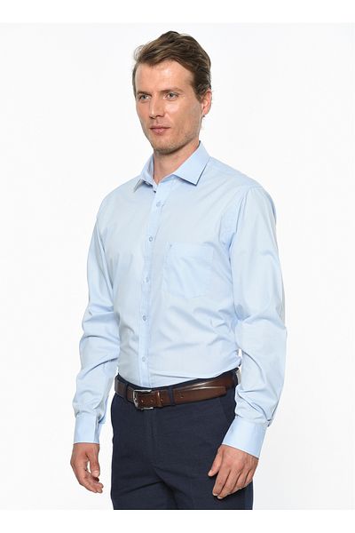ALTINYILDIZ CLASSICS Comfort Fit Classic Shirt Collar Plain Light Blue Men's Shirt 4A 2000000003