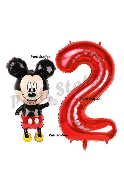 Parti Station Mickey Mouse Balon 2 Yaş Doğum Günü Set Mickey Mouse Konsept Ba...