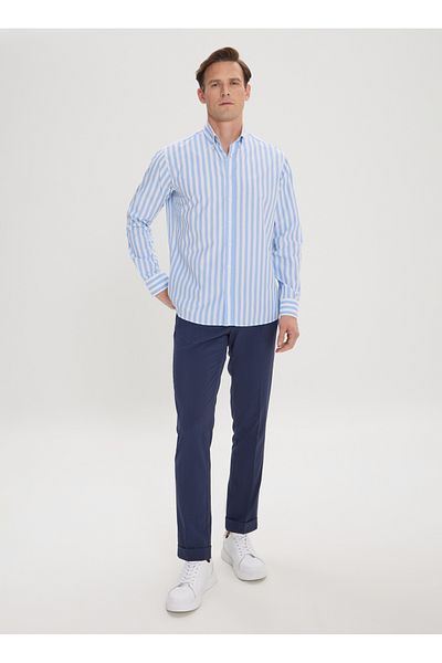 ALTINYILDIZ CLASSICS Six Stars Classics Blue - White Men's Shirt 4A 2024200047