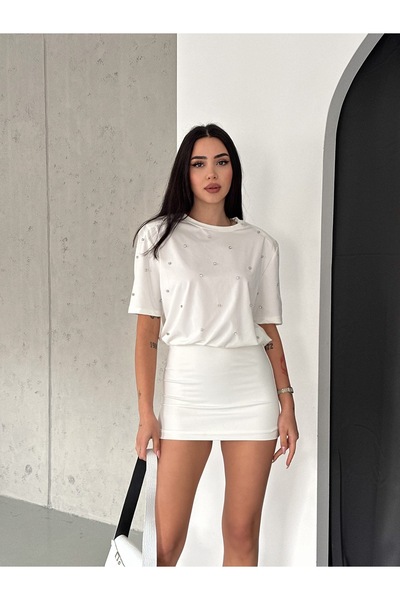 ARV MODA FASHİON THAT İNSPİRES DALGIÇ TAŞLI VATKALI MİNİ ELBİSE