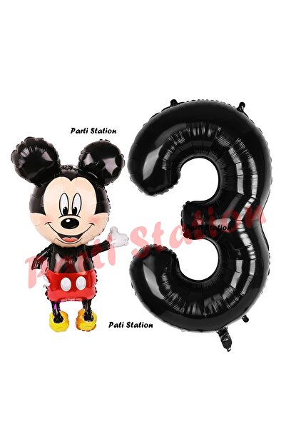 Parti Station Mickey Mouse Balon 3Yaş Doğum Günü Set Mickey Mouse Konsept Bal...