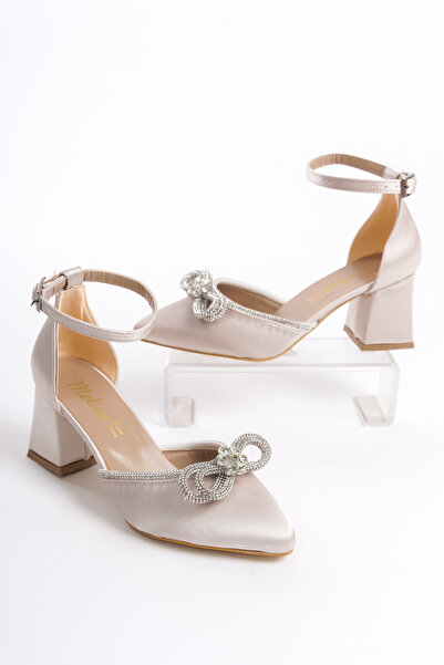 Moda Değirmeni Skin Satin Γυναικεία Παπούτσια με Πέτρα Φιόγκο BG1042-119-0019