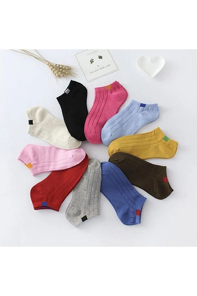EDACAN İÇGİYİM Women's 12 Pairs Multicolored Ankle Length Cotton Booties