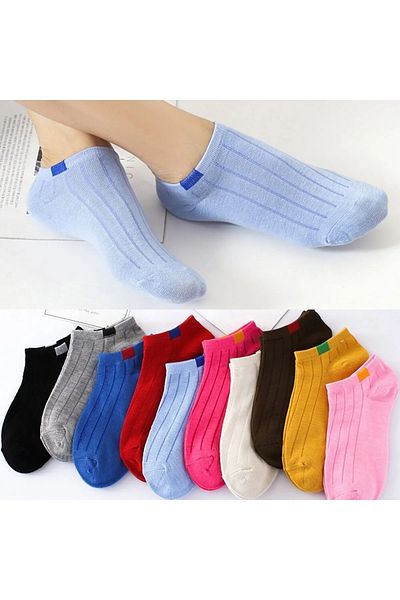 EDACAN İÇGİYİM Women's 12 Pairs Multicolored Ankle Length Cotton Booties