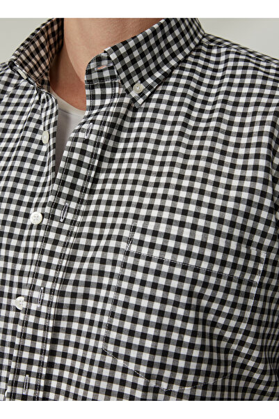 ALTINYILDIZ CLASSICS Six Stars Classics White - Black Men's Short Sleeve Shirt 4A 2023200118