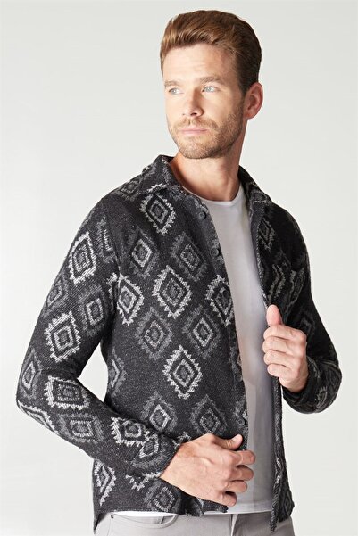 Tudors Сlim Fit з довгими рукавами, з однією кишенею, зимовий, етнічний візерунок, спортивний, чоловічий, чорний сорочка