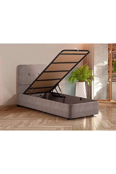 Niron Yatak Luna Tek Kişilik Baza Başlık Seti - 6 Ayaklı Metal Iskeletli Sand...