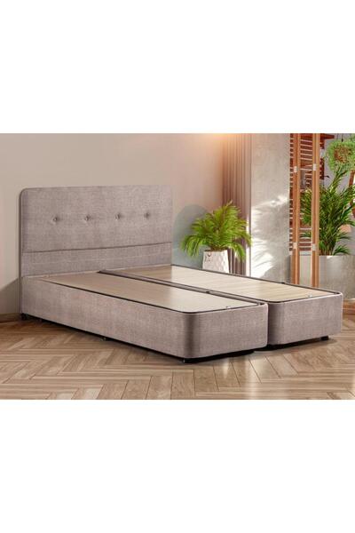 Niron Yatak Luna Çift Kişilik Baza Başlık Seti - 6 Ayaklı Metal Iskeletli San...