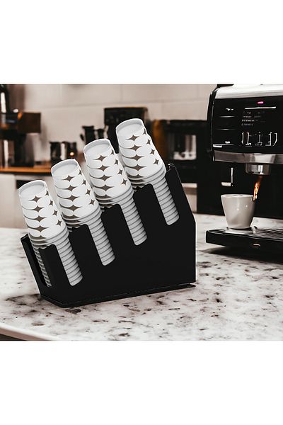decorelax 4 Compartment Stepped Paper Cup Stand - Compatible with 8 Oz Cups