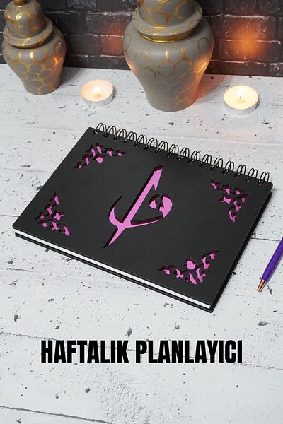 markcat Elif Vav Μαύρο Ξύλινο Σημειωματάριο - Ατερματικό Πρόγραμμα Συμβάσεων - Weekly Planner - A5