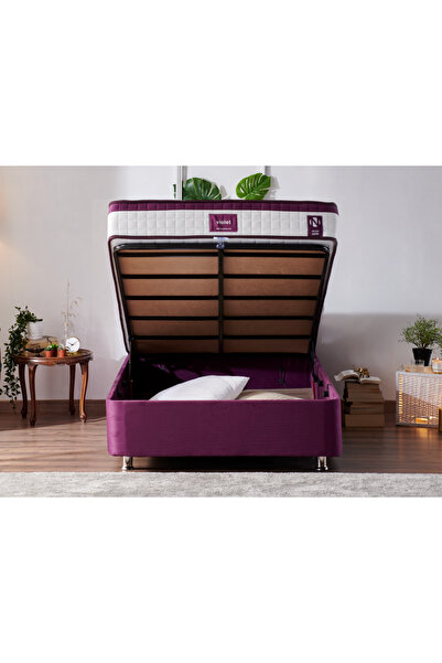 Niron Yatak Niron Purple Baza 120x200 Cm Tek Kişilik Sandıklı Mor Kumaş Baza ...