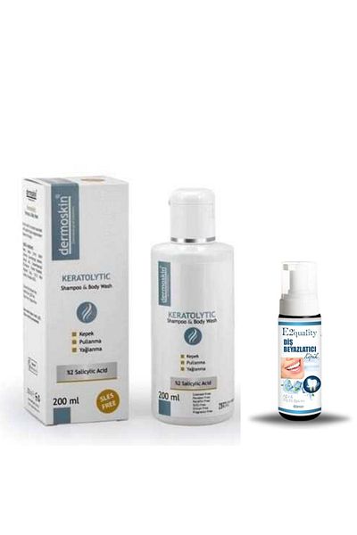 Dermoskin 200 ml Keratolytic Shampoo and Body Wash - Teeth Whitening Foam Gift
