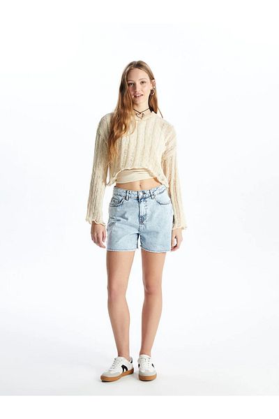 LC Waikiki Pantaloni scurți XSIDE Skinny Fit, cu detalii rupte, de damă