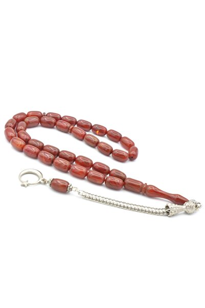 Murty99 Capsulă tăiată cu ciucuri Moire Red Straining Amber Tasbih 070