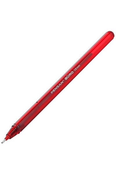 Pensan Office 1.0 Mm Red Ballpoint Pen 12 Pieces
