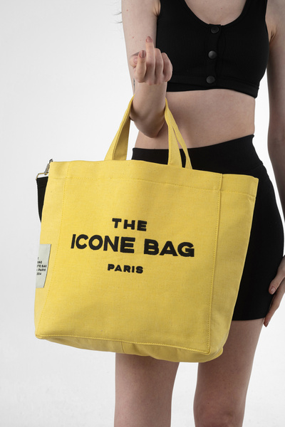 ICONE BAG Icone Yellow - Paris Embroidered Women's Tote Arm and Shoulder Bag