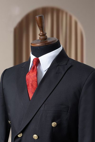 MODA DİNA Black Italian Style Lined Men's Slim Fit Blazer Jacket with Button Detail