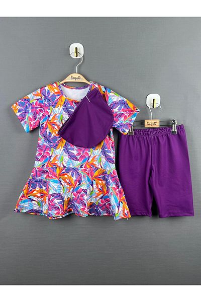 mikam GIRL'S BONELI SHORT SLEEVE AFFORDABLE QUALITY FABRIC TESETURE SWIMSUIT
