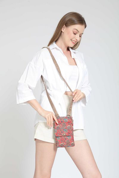 Street Bag Geantă de umăr etnică Roza - Utilizare zilnică în călătorie, geantă mică pentru telefon