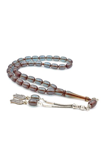 Murty99 Capsulă Delim transparentă tăiată dimensiune mare Blue Fire Amber Tasbih
