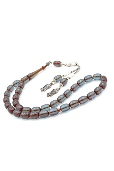 Murty99 Capsulă Delim transparentă tăiată dimensiune mare Blue Fire Amber Tasbih
