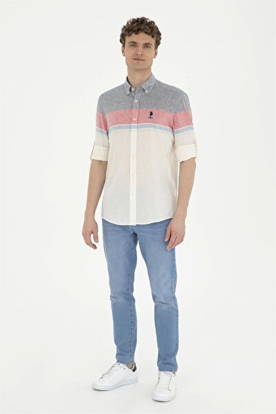 U.S. Polo Assn. Ανδρικό κόκκινο μακρυμάνικο πουκάμισο ELIFFU BUTIKHOME