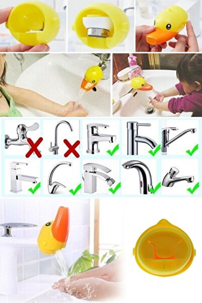 LOVYCO ® Çocuklar Için Eğitici Ve Güvenli Musluk Uzatıcı Genişletici Başlık Aparatı Ördek Figürlü