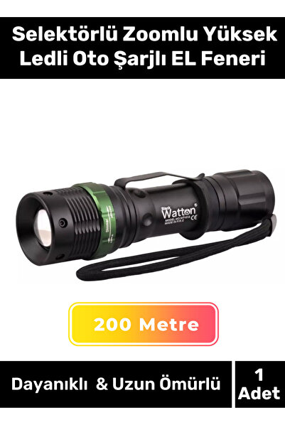 Carlburn Özel Seri 200 Metre Menzilli 3 Modlu Beyaz Işık Selektörlü Zoomlu Yü...