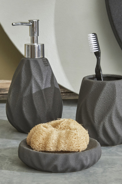Karaca Home 3 Piece Black Ceramic France Bathroom Accessory Set