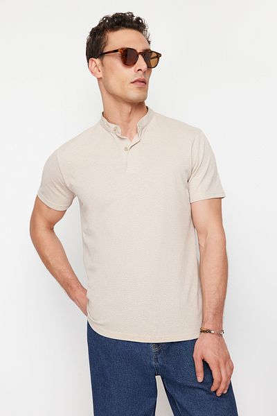 Trendyol Collection Μπλουζάκι με κουμπιά γιακά με πέτρα κανονική/κανονική κοπή TMNSS24PO00018