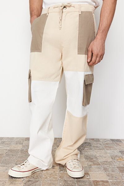 Trendyol Collection Limited Edition Khaki Color Block Loose Fit Cargo Pants TMNSS24PL00008
