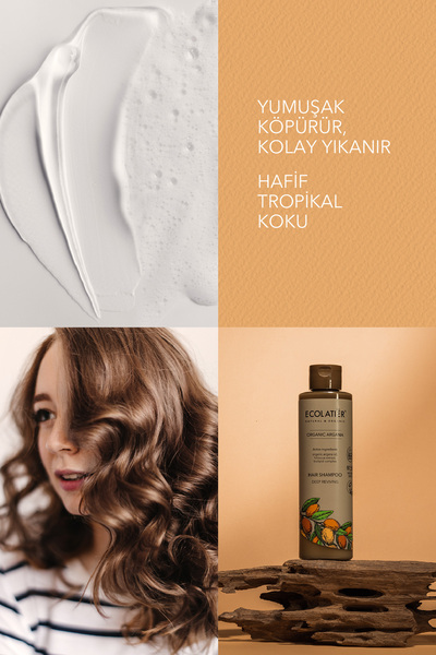ECOLATIER Yoğun Canlandırıcı Saç Şampuanı Organik Argan Nemlendirici Güçlendirici Onarıcı 250 ml Hair Shampoo