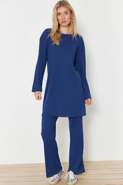 Trendyol Modest Námořnická modrá oversize kabelová sada - spodní a horní sada TCTSS24US00060