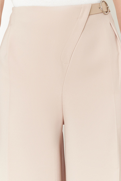 Trendyol Collection Bézs öves vas nyomkövető széles szárú/széles szárú szőtt nadrág TWOSS24PL00156