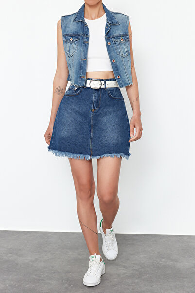 Edit by Trendyol Blue Denim Skirt TEDSS24ET00018