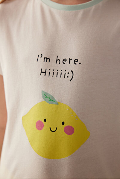 Penti Kız Çocuk Limon Baskılı Pijama Takımı
