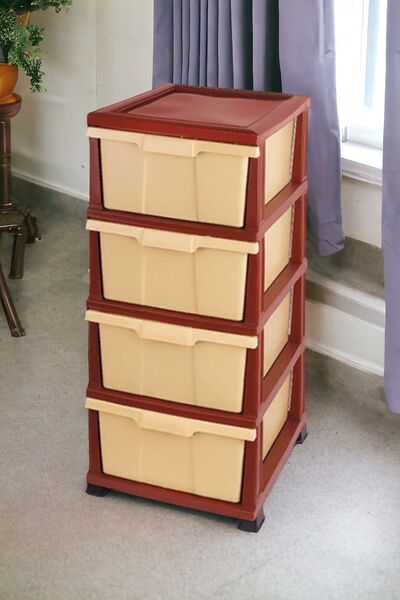 LeesHome Plastik Komidin Plastik Sebzelik Komodin Kahverengi 28