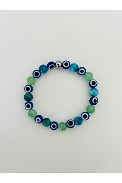 MK tasarım TRUE APATITE AVENTURINE STONE EVIL EYE BEADED BRACELET MK.033.003