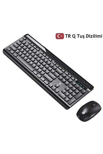 HP Cs500 Kablosuz Klavye Mouse 2,4g Kablosuz Tak Çalıştır Şık Tasarım Türkçe Q Klavye Siyah Renk