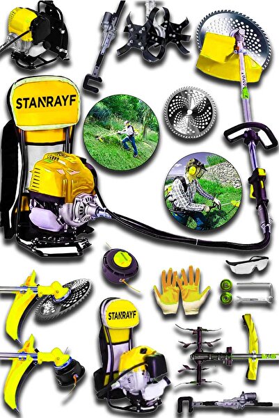 stanrayf Alman 16 Hp Çelik Piston Benzinli Sırt Tipi Tırpan Motoru Zeytin Sil...