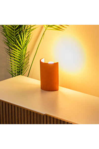 TABART Orange "Luma" Decorative Desktop Concrete Sconce - Wired Led Bulb Gift