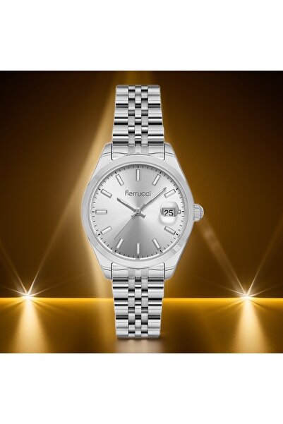Ferrucci Marka Sarı-Gümüş Kadın Kol Saati Takvimli Su Geçirmez 2 Yıl Garantili