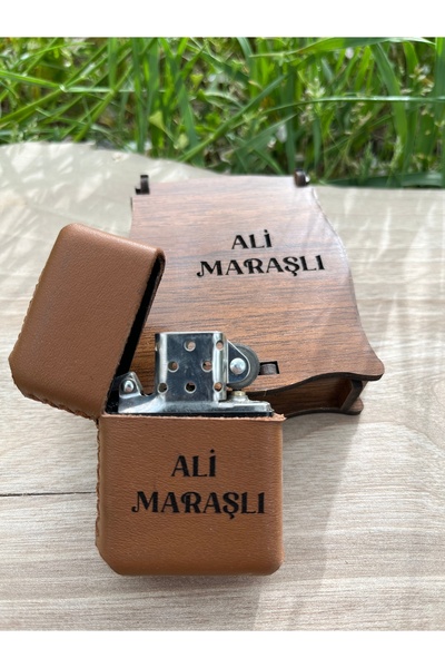 dagdan store Kişiye Özel Deri Kılıflı Zippo Çakmak