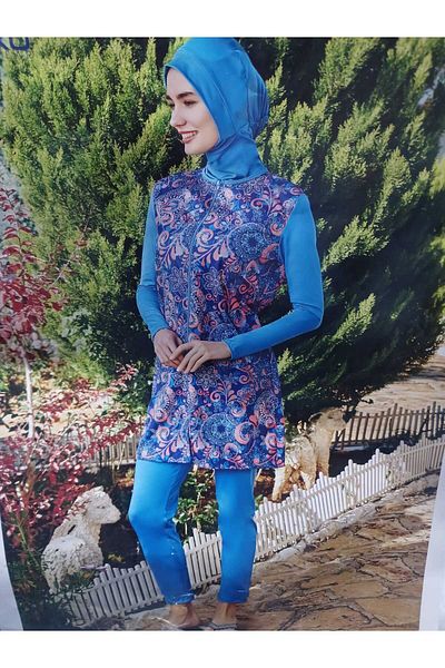 mikam semi parachute fabric swimsuit sleeves lycra islamic