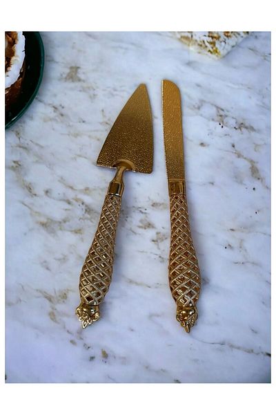 Comprox 2 Piece ZAMAK Cake Set, Stylish Cake Set - 1 Piece Serving Shovel and 1 Piece Cake Blade