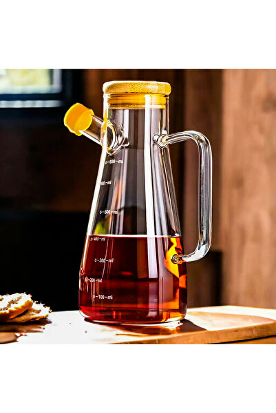 Erzi Yağdanlık Cam Şişe 900 Ml Bambu Vakumlu Kapak Ahşap Stantlı Tekli