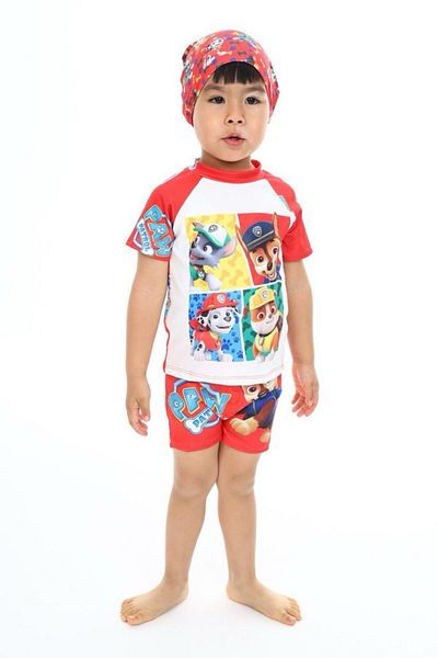 mikam 3 pieces boy's bonnet swimsuit sets short sleeves bottom top with shorts